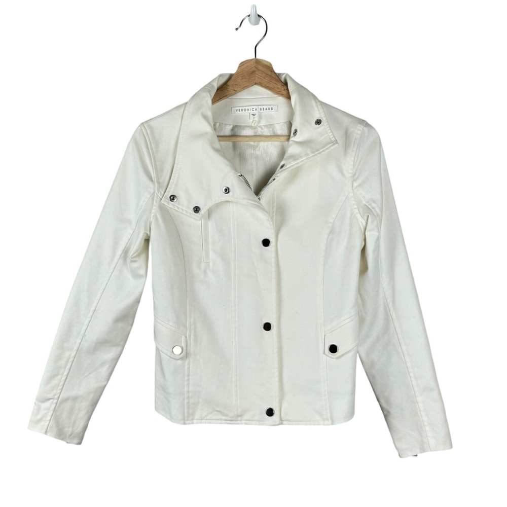 Veronica Beard White Moto Jacket Size 2